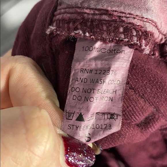 Mustard Seed Burgundy Cutoff Denim Jean Short - Picture 6 of 6